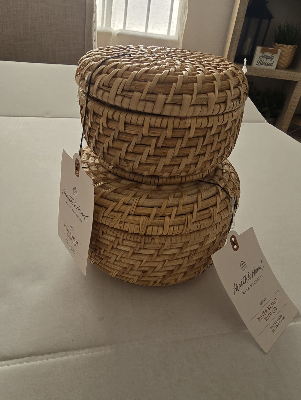 Woven Rattan Basket With Lid Natural Hearth & Hand With Magnolia Set Of Two